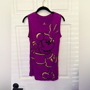 EUC Disney Parks Tank Top Mickey Draped Back Metallic Size S